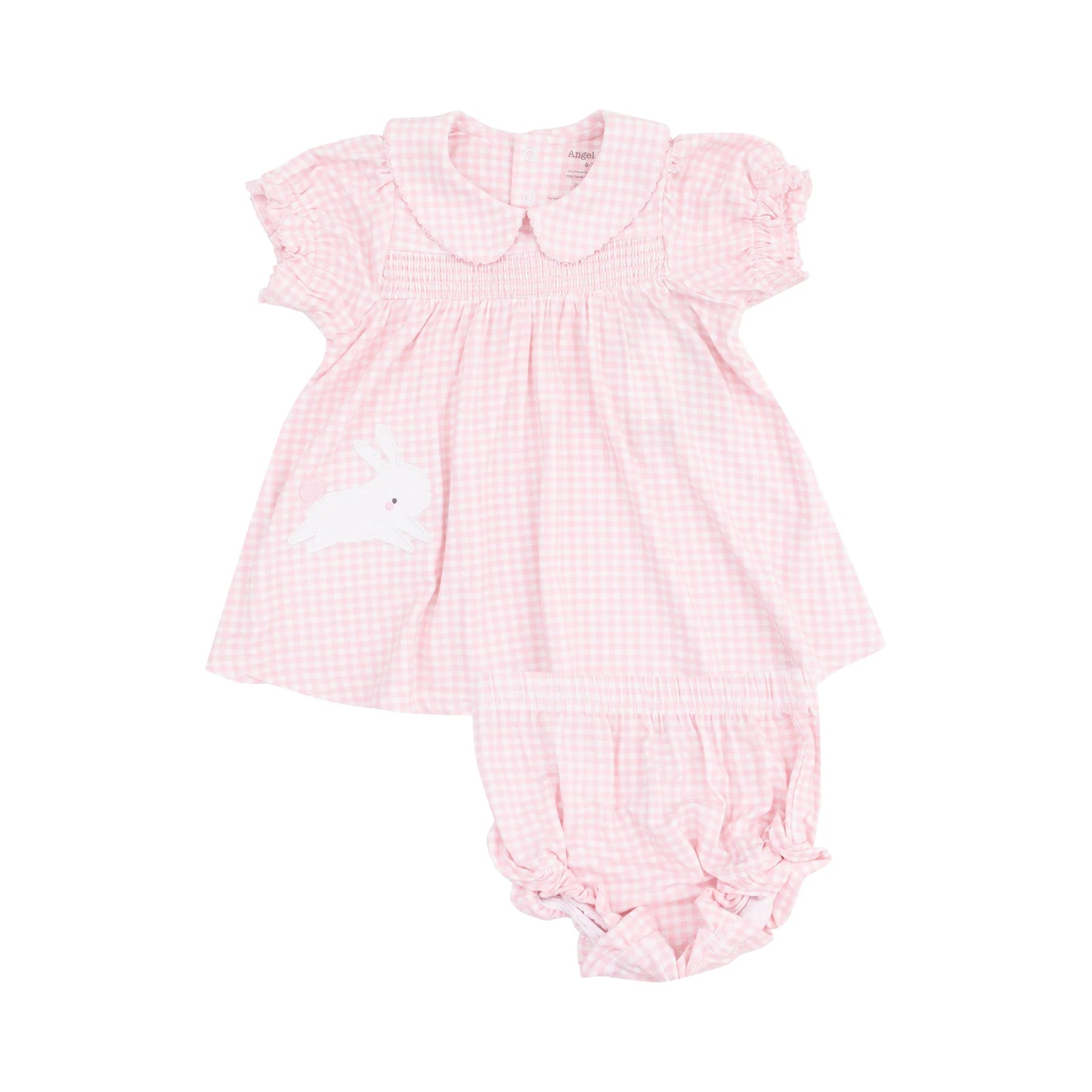 open lace back dress Pleated Baby Girl Day Gown with Peter Pan Collar: White with Pink Trim –  shopthelittlehen main image 1