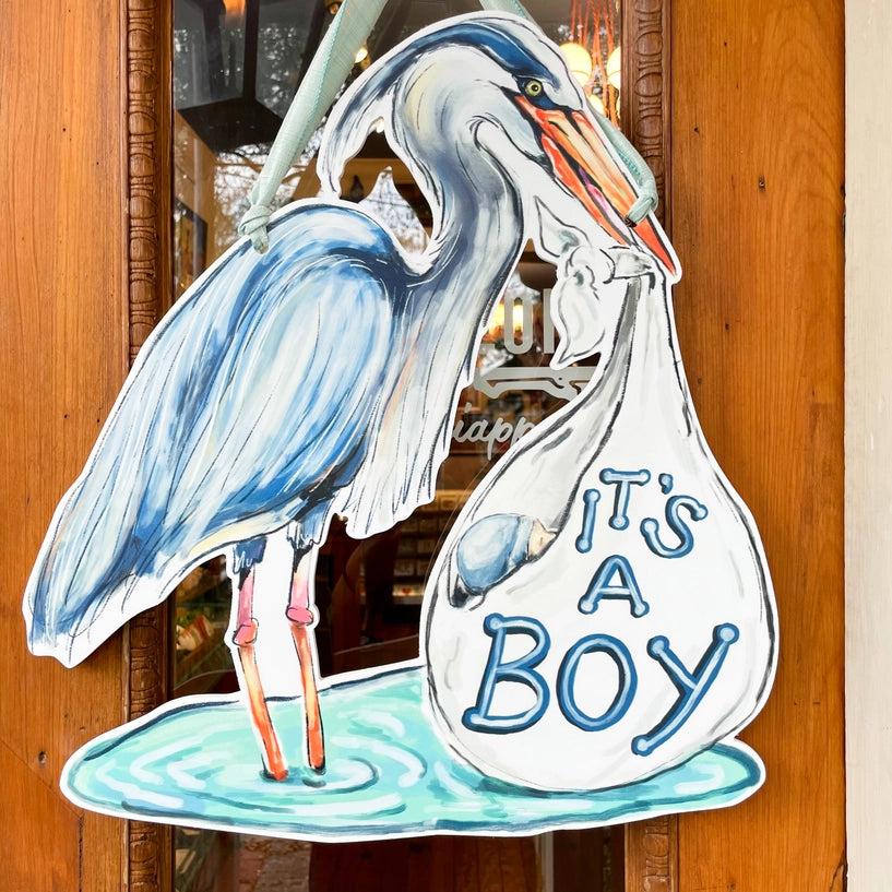 It's A Boy - Blue Heron Door Hanger - 0
