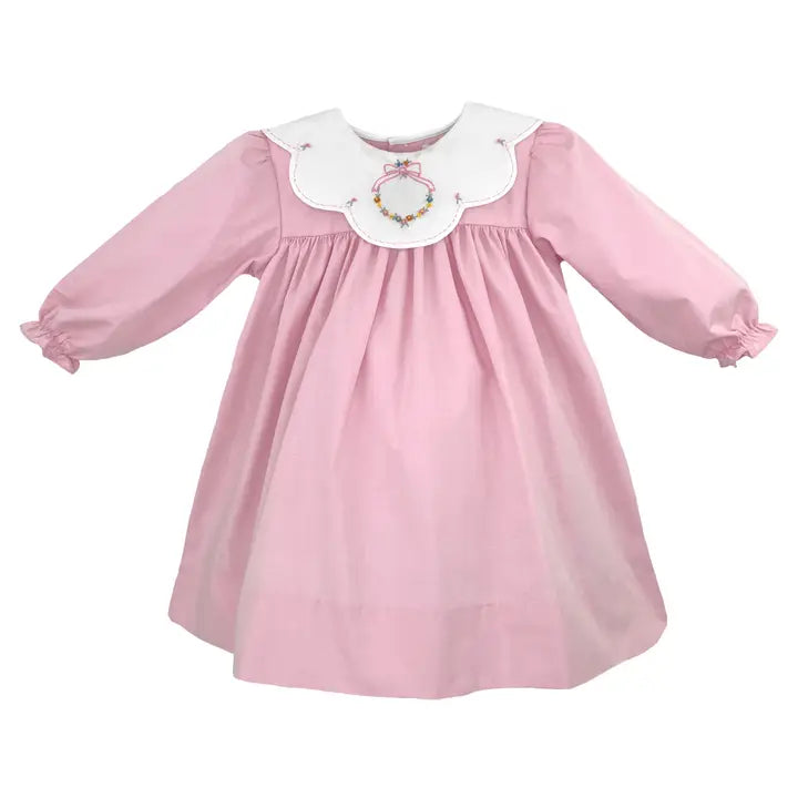 Pink Dress with Collar Embroidery JuJu's Kids Boutique