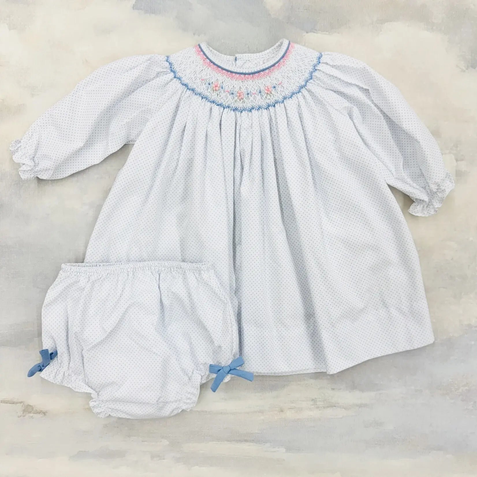 long sleeve smocked bishop dress Long Sleeve Dress with Bishop Smocking 9M