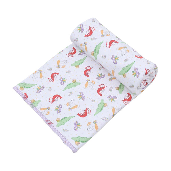 Bayou Pals Lilac Print Swaddle Blanket Magnolia Baby