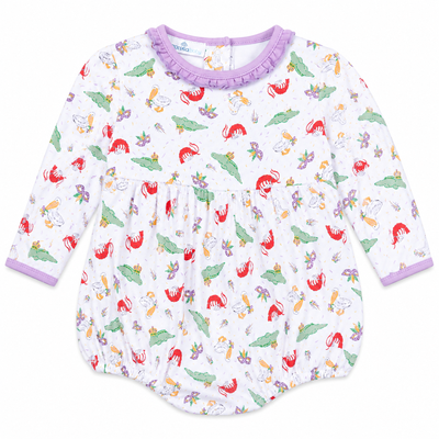 Bayou Pals Lilac Print Ruffle L/S Bubble Magnolia Baby