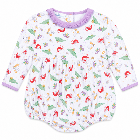 Bayou Pals Lilac Print Ruffle L/S Bubble Magnolia Baby