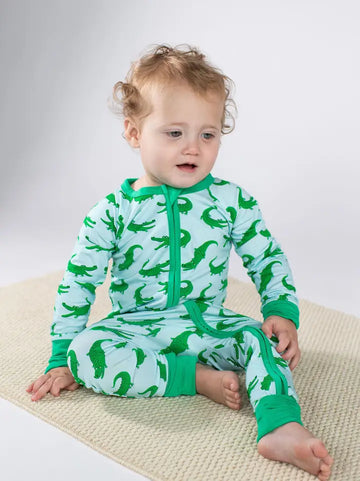 Blue Alligators Zip Convertible Pajamas