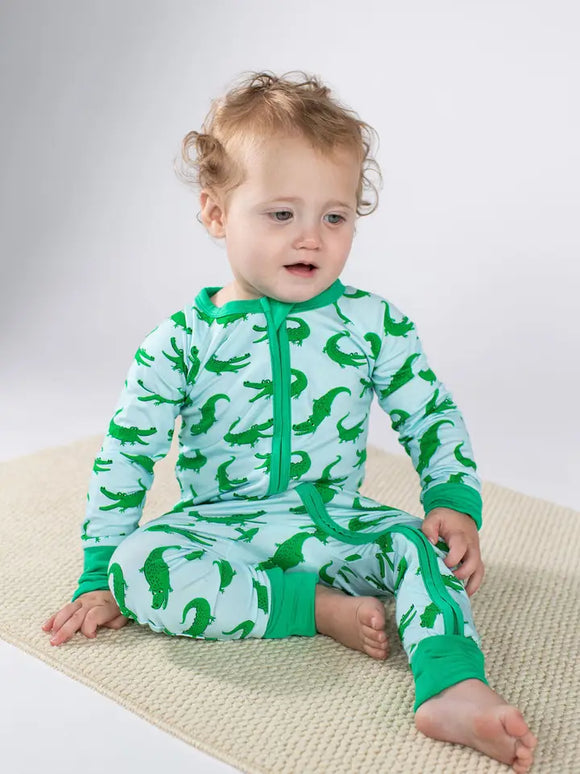 Blue Alligators Zip Convertible Pajamas
