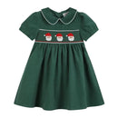 Green Corduroy Santa Smocked Dress-1