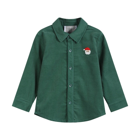 Green Corduroy Santa Dress Shirt
