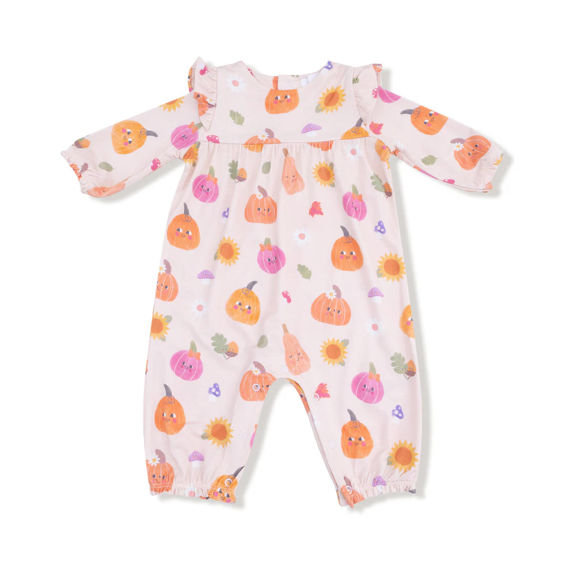 Autumn Pumpkins Ruffle Sleeve Romper