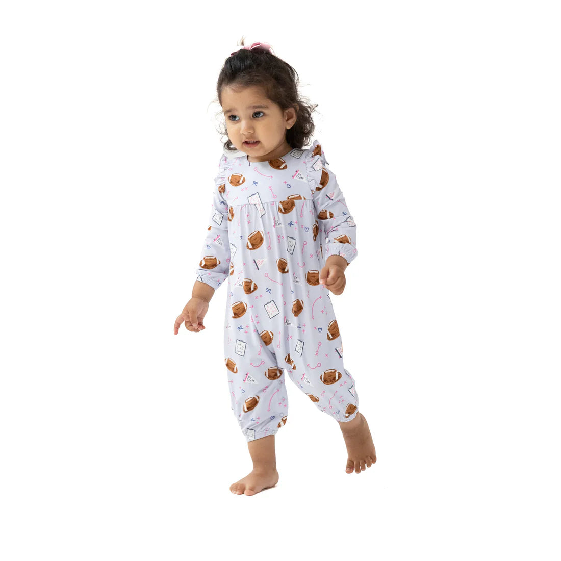 Touchdown Time Ruffle Sleeve Romper - 0