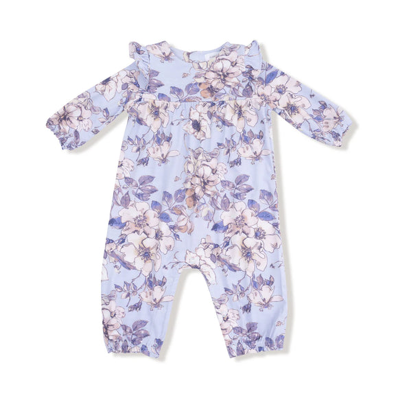 Woodrose-Peri  Ruffle Sleeve Romper
