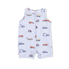 Construction Vehicles Sleeveless Shortie Romper