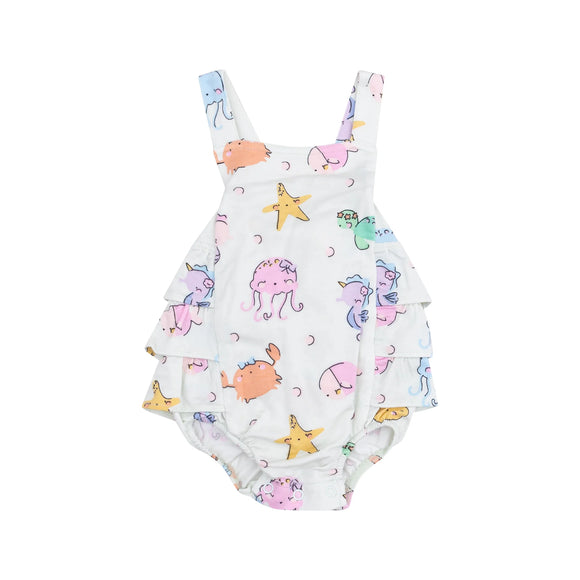 Cute Sea Creatures Ruffle Sunsuit
