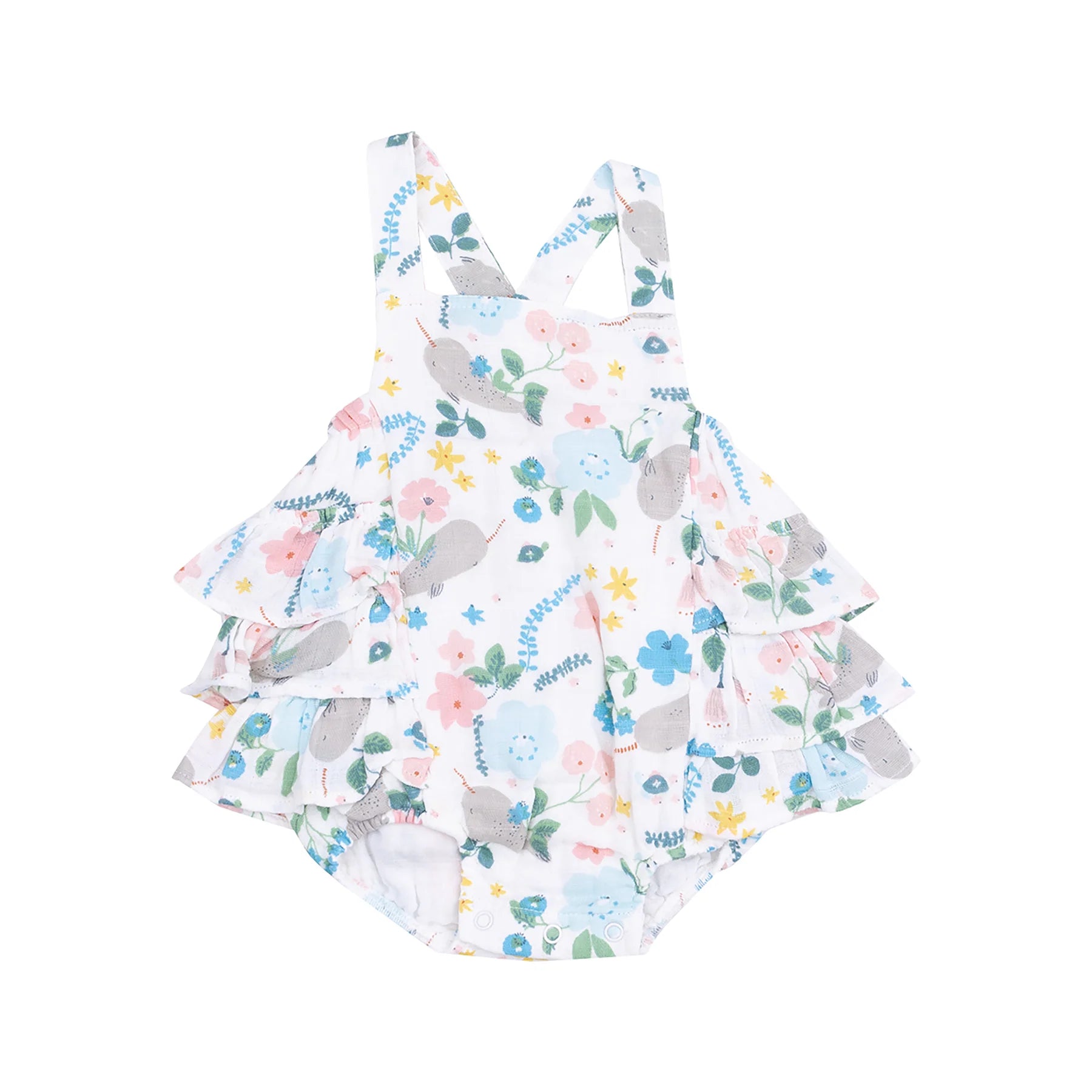 Narwhal Floral Ruffle Sunsuit