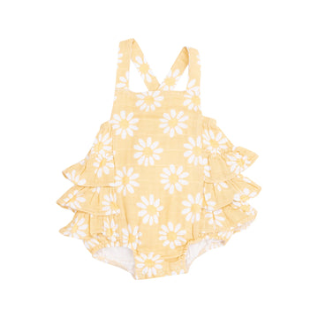 Yellow Mod Daisy Ruffle Sunsuit