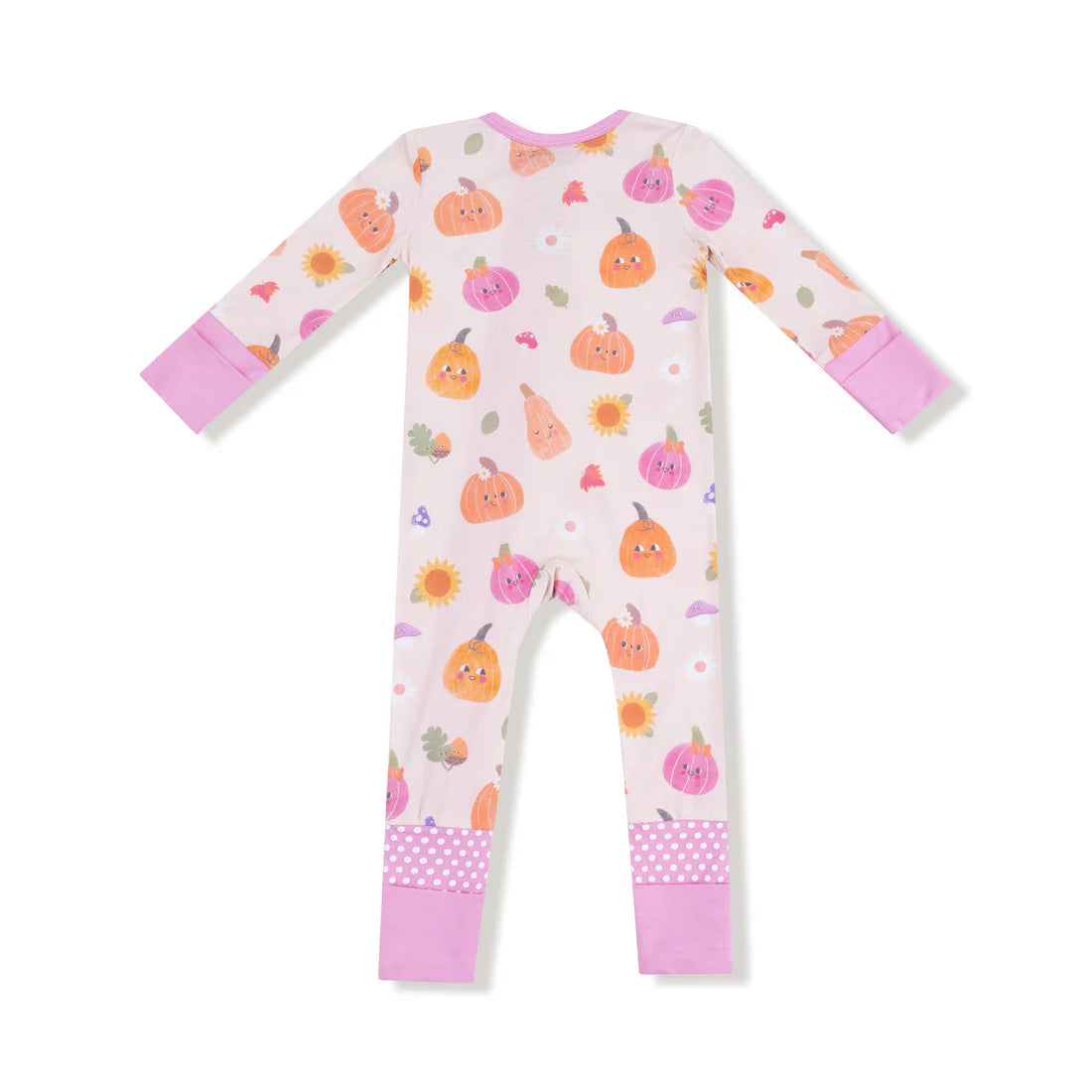 Autumn Pumpkins 2 Way Zipper Romper - Pink - 0