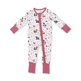 Southern Woodland Animals Pink Convertible Romper