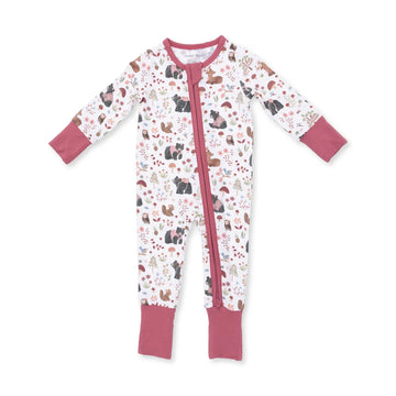 Southern Woodland Animals Pink Convertible Romper