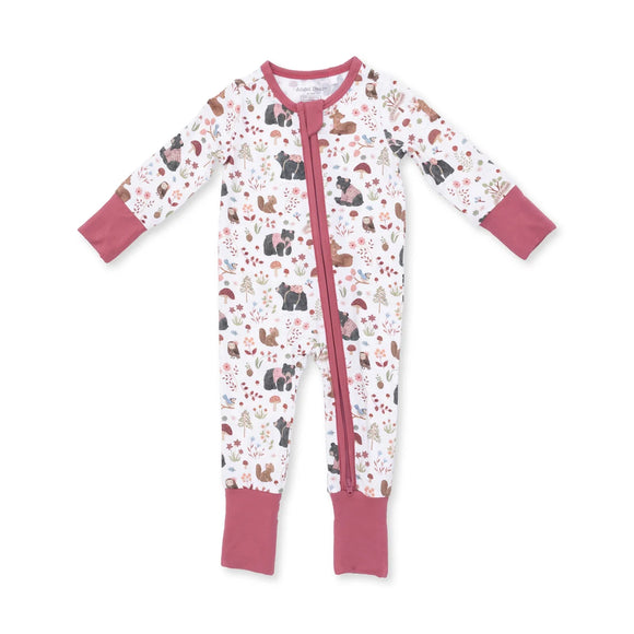 Southern Woodland Animals Pink Convertible Romper