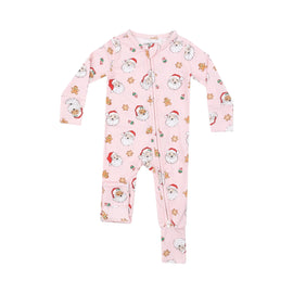 2 Way Zipper Pajamas - Vintage Santas