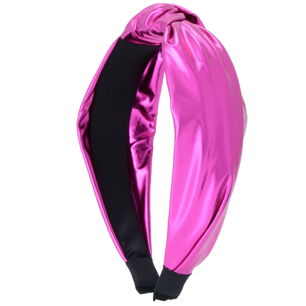 Top Knot Headband Hot Pink Metallic