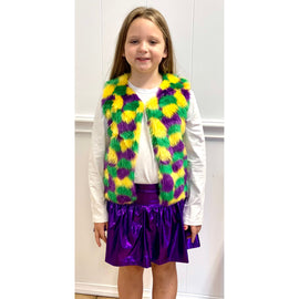 Mardi Gras Faux Fur Vest