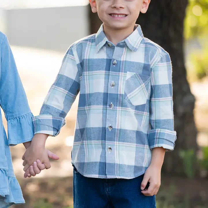 Alpine Plaid Flannel Long Sleeve Button Down Shirt