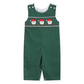 Green Corduroy Santa Smocked Overalls