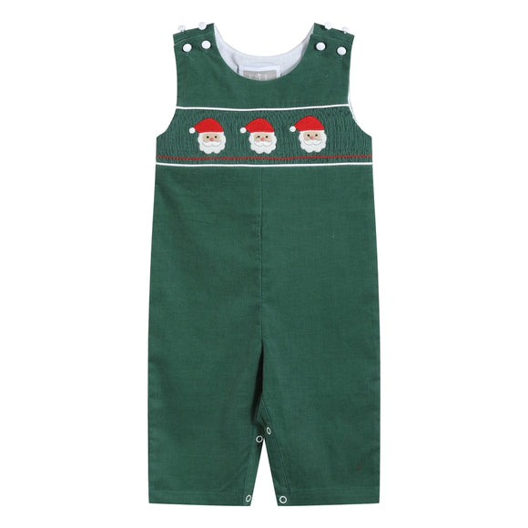 Green Corduroy Santa Smocked Overalls