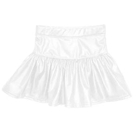 Slick Metallic Gathered Skort in White
