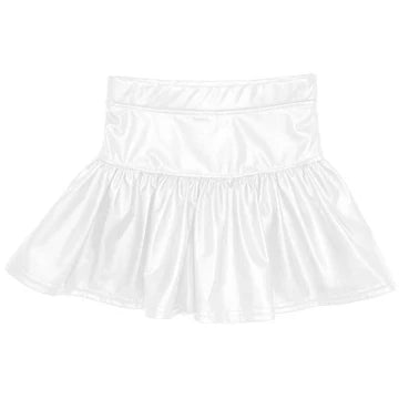 Slick Metallic Gathered Skort in White