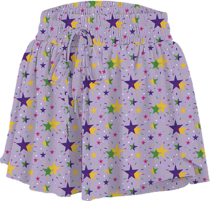 Mardi Gras Stars Butterfly Shorts