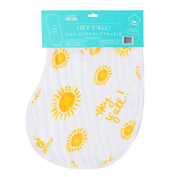 Hey Ya'll 2 in 1 Burp Cloth and bib