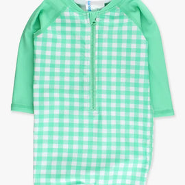 Spring Bud Gingham Boys LS One Piece Rash Guard