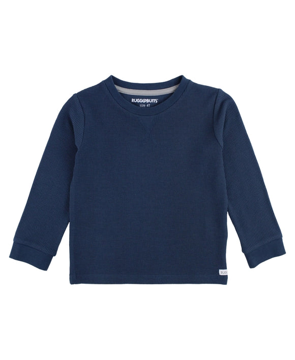 Waffle Knit Long Sleeve Crew Neck Shirt