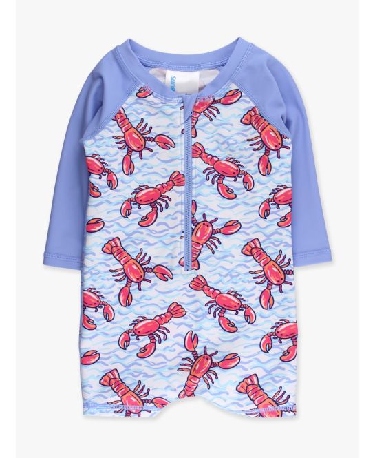 Blue Lobster Lagoon Boys LS One Piece Rash Guard