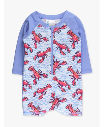 Blue Lobster Lagoon Boys LS One Piece Rash Guard