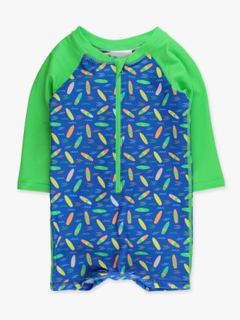 Neon Surfs Up LS One Piece Rash Guard Swimsuit