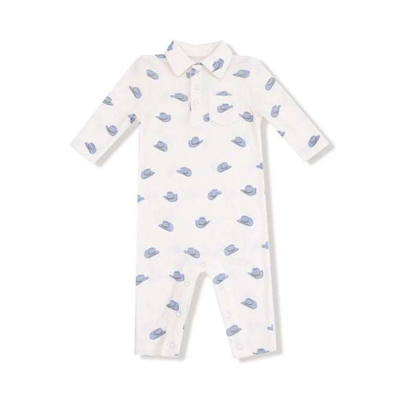 Petite Cowboy Hats Polo LS Polo Romper