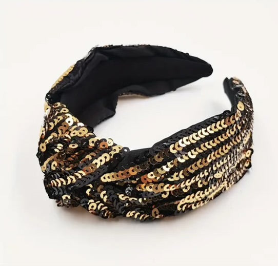 Black Gold Sequins Headband