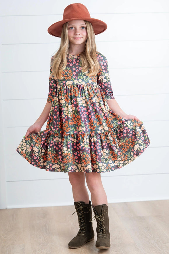 Emma Rust Fall Flower Fields Twirl Dress