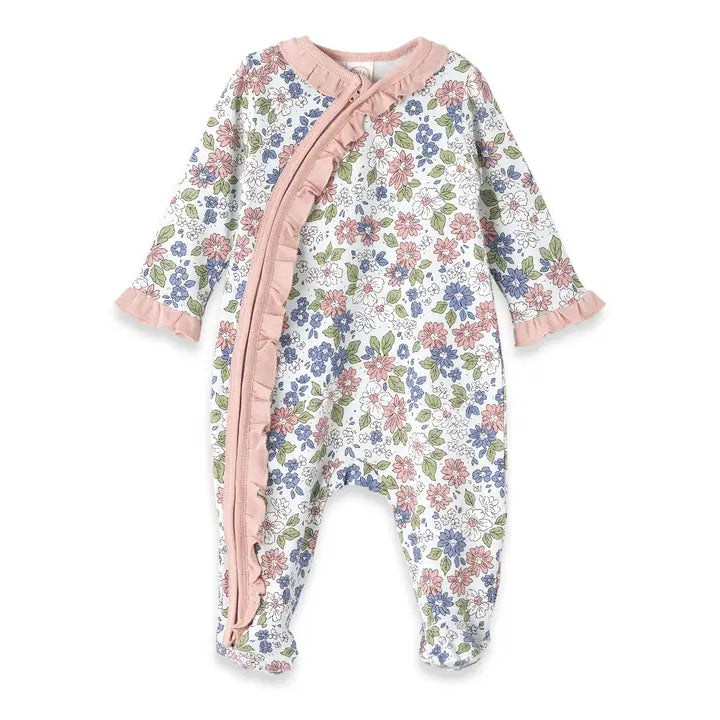 Baby Girl's Meadow Fields Bamboo Zipper Romper