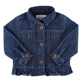 Medium Wash Ruffle Denim Jacket