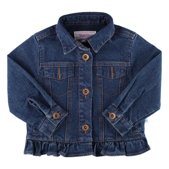 Medium Wash Ruffle Denim Jacket
