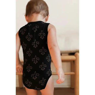 Fleur de lis Bamboo Henley Onsie with Snaps