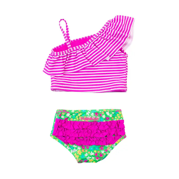 Neon Floral Tankini - 0