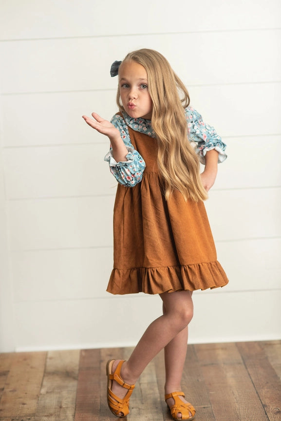 Blue Floral Smocked Jumper Set