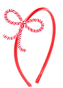 Candy Cane Bow Rhinestone Headband