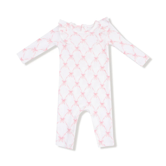 Ribbon Bow Trellis Ruffle Romper