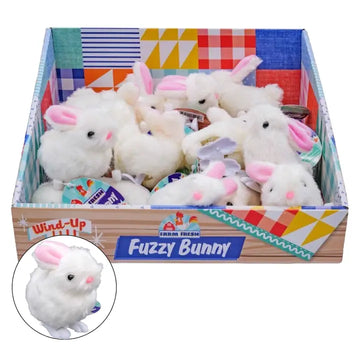 Farm Fresh White Fuzzy Bunny Wind Ups