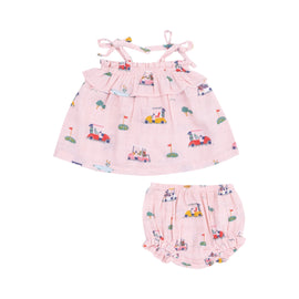 Golf Cart Cuties Pink Ruffle Top & Bloomer